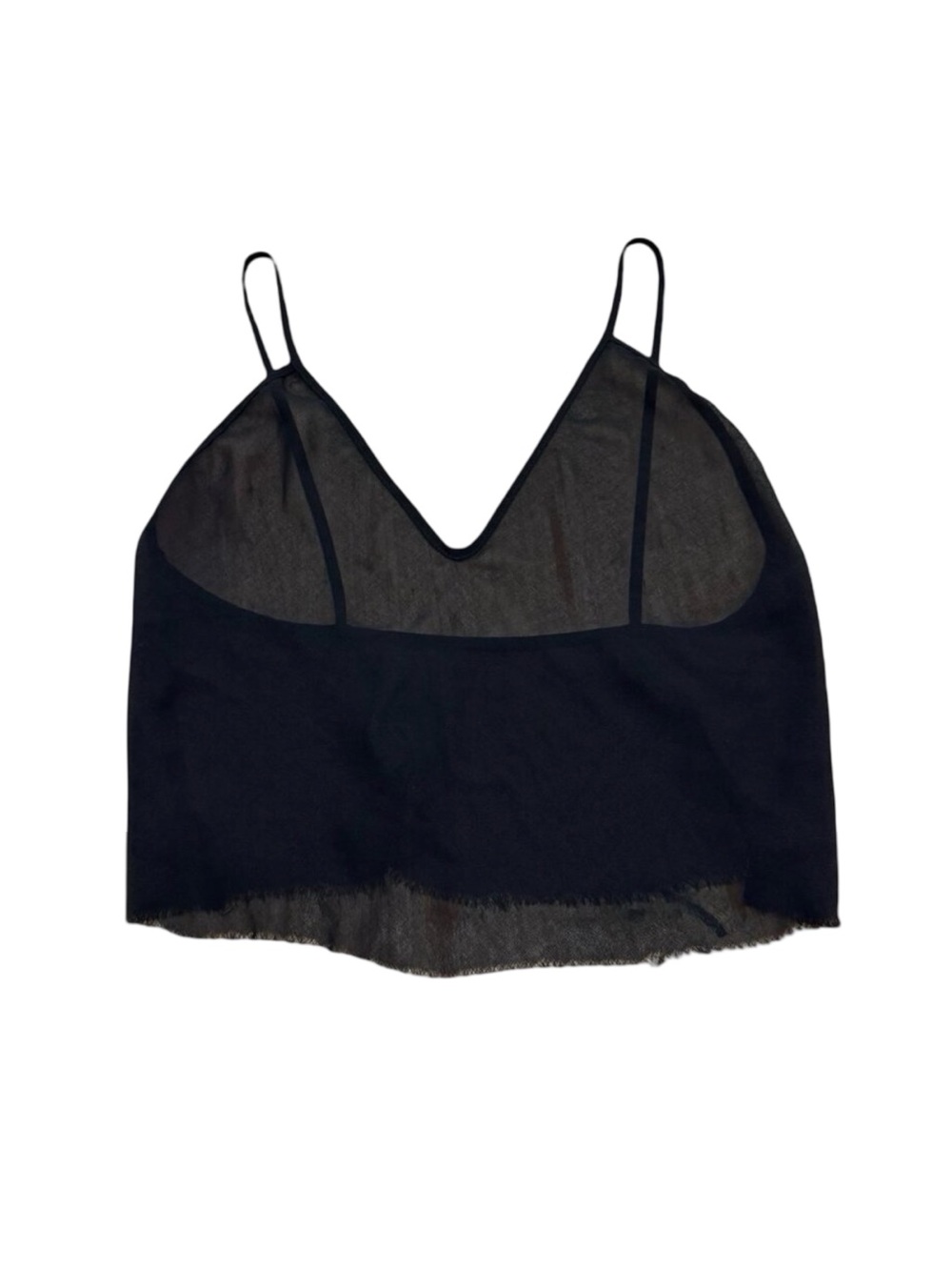 Women’s Sheer Black Mesh Camisole Crop Top Minimal Y2K